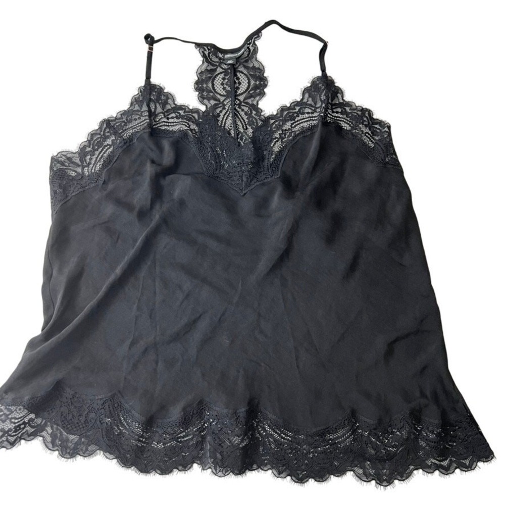 INC International Concepts Black Lingerie Lace Trim Top Tank Size XXL